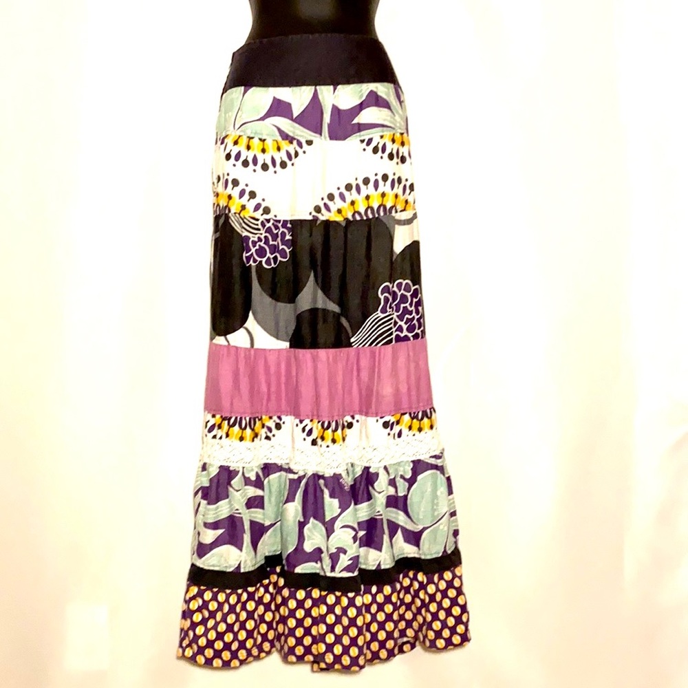 Linen Floral Multicolor Maxi Skirt by DEPT 100% Linen